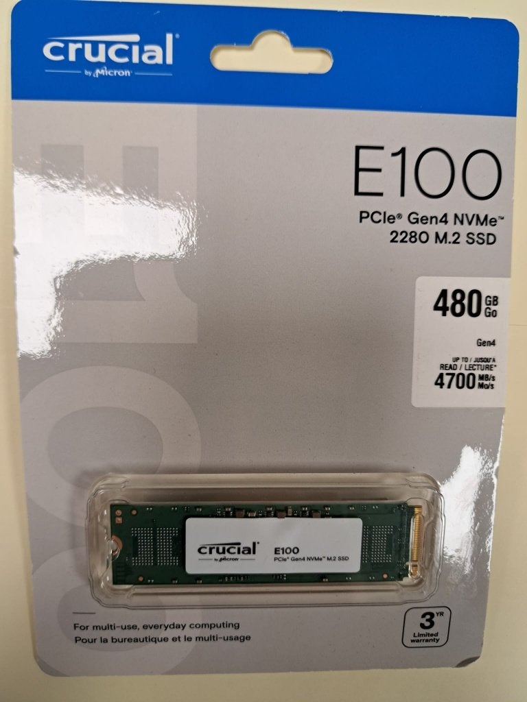 Crucial 480Gb NVMe SSD, Computers en Software, Harde schijven, Nieuw, Laptop, Intern, SSD, Overige aansluitingen, Ophalen of Verzenden