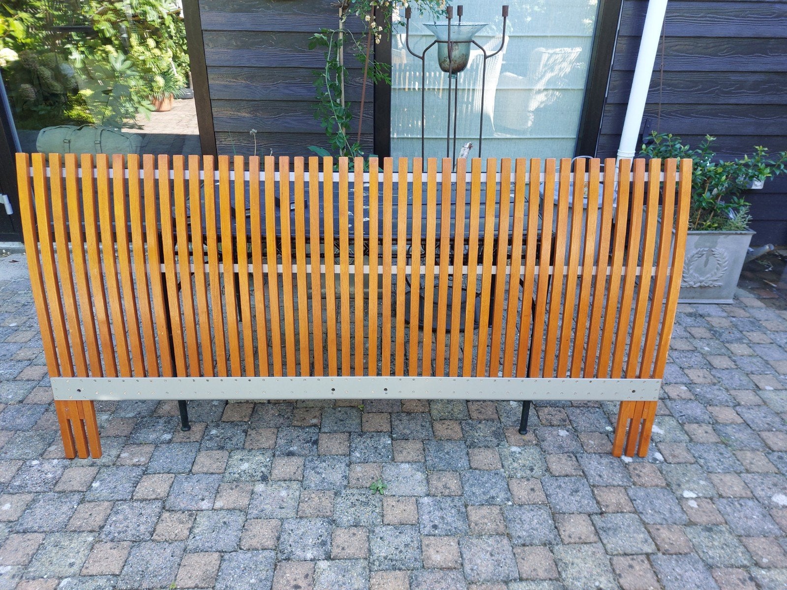 Mooi bedbord 2 persoons, waarschijnlijk Kersenhout., Huis en Inrichting, Slaapkamer | Bedden, Ophalen, Gebruikt, Bruin, Tweepersoons