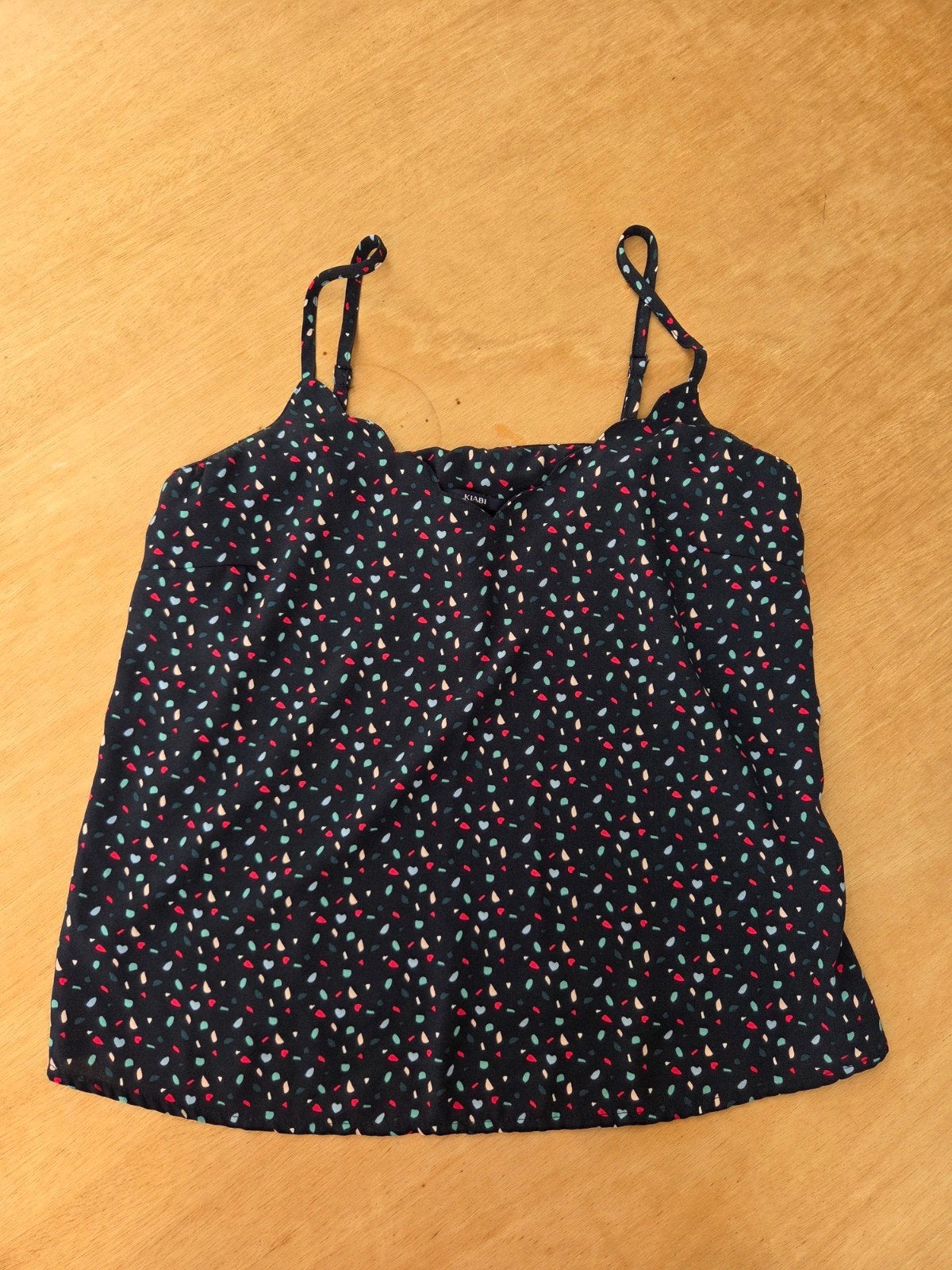 KIABI Camisole Top met Kleurrijke Confetti Print, Blauw, Zo goed als nieuw, Kiabi, Zonder mouw
