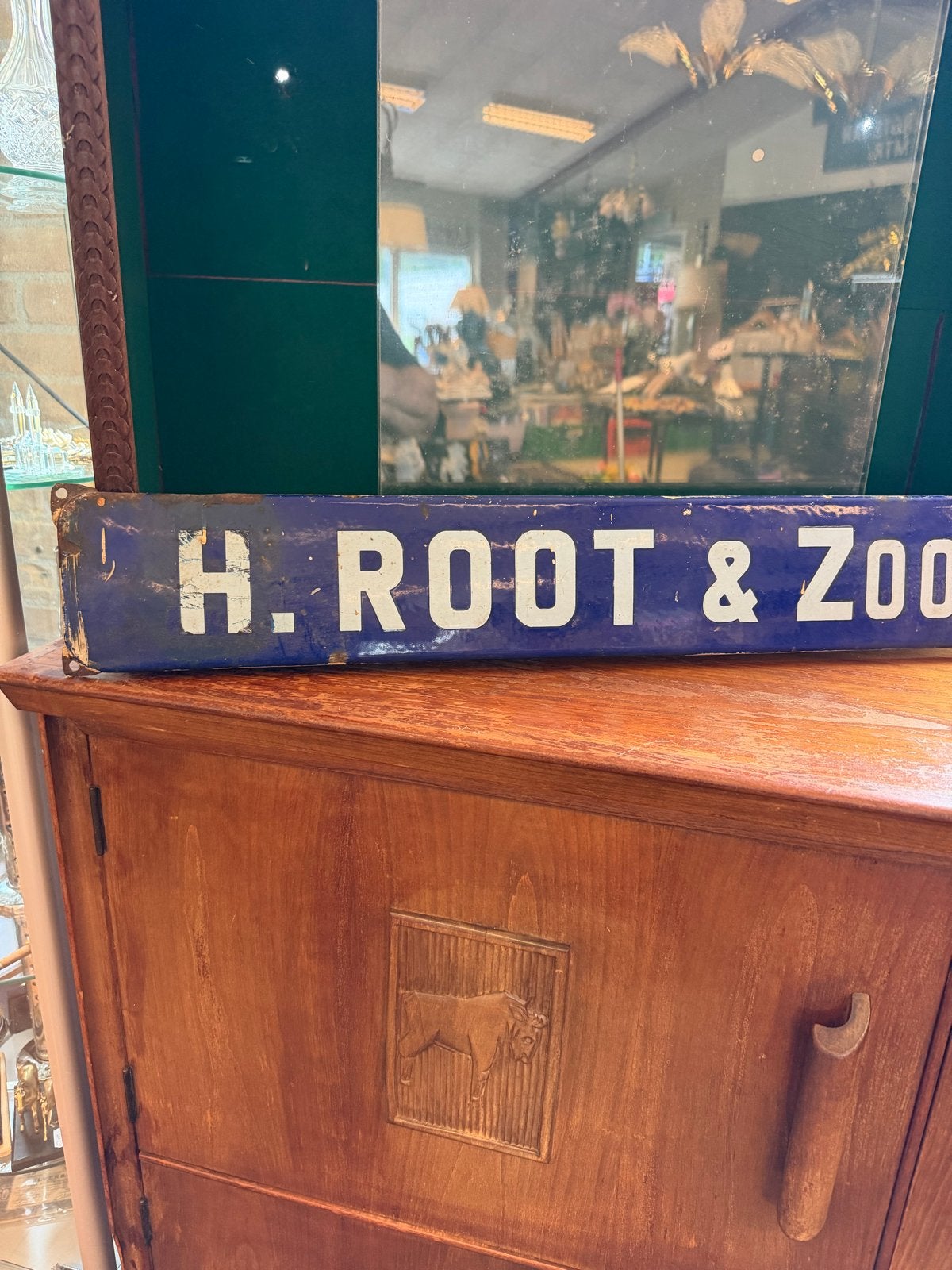 Antiek emaille bord 'H. Root & Zoon' - 78x12 cm, Ophalen of Verzenden