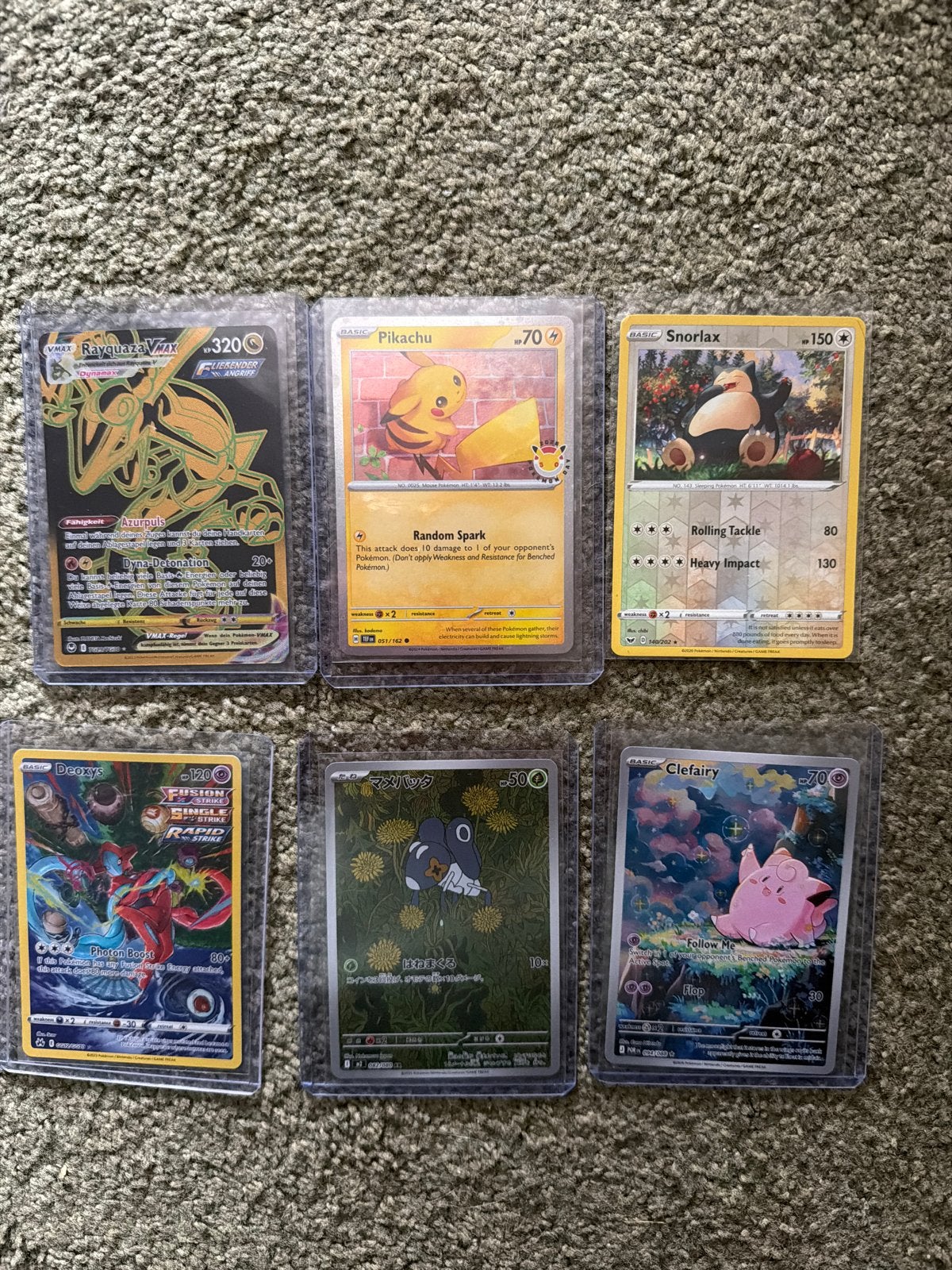 Pokémon kaarten set: 4 Engels, 1 Japans en 1 Duitse, Ophalen of Verzenden, Gebruikt, Meerdere kaarten