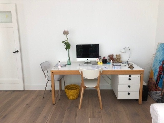 Mooi groot en stevig Lundia bureau 180x75cm (ook 1 gratis!), Ophalen, Gebruikt, Scandinavisch, Hout