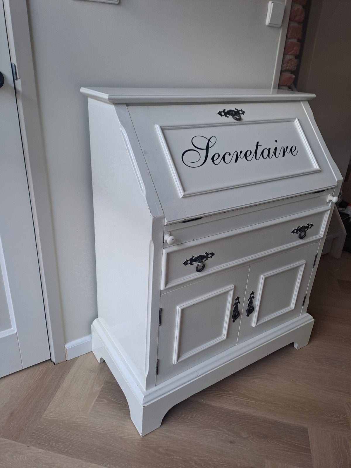 Antiek brocante secretaire bureau wit, Ophalen, Gebruikt, Antiek , brocant , landelijk