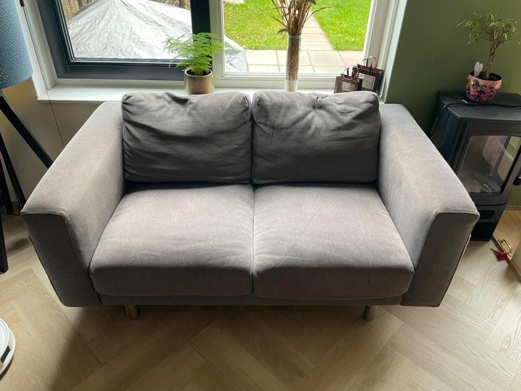 Grijze 2 persoons bank. 160x90 Ikea, Gebruikt, 150 tot 200 cm, Tweepersoons, 75 tot 100 cm