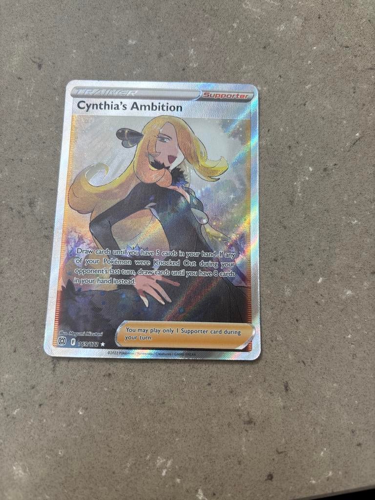 Cynthia's Ambition Full Art Trainer Kaart (Pokémon), Ophalen of Verzenden, Gebruikt, Losse kaart, Foil