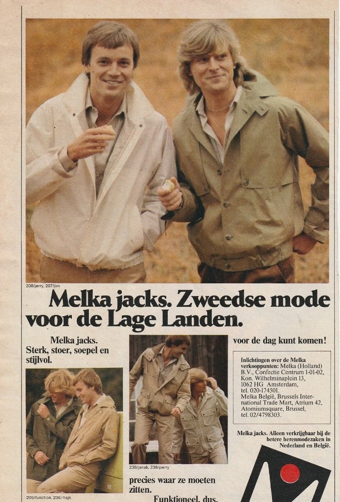 Retro reclame 1979 Melka herenmode Zweedse jassen, Verzenden, Overige typen