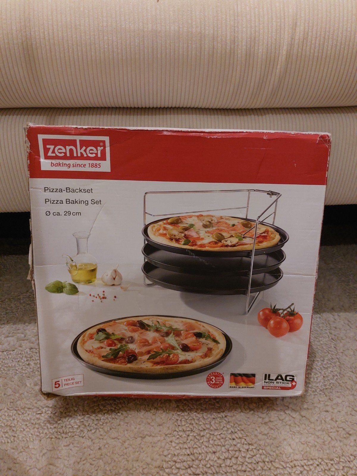 Zenker Pizza-Backset - 3 pizzaplaten met houder, Ophalen, Overige typen, Nieuw, Zwart