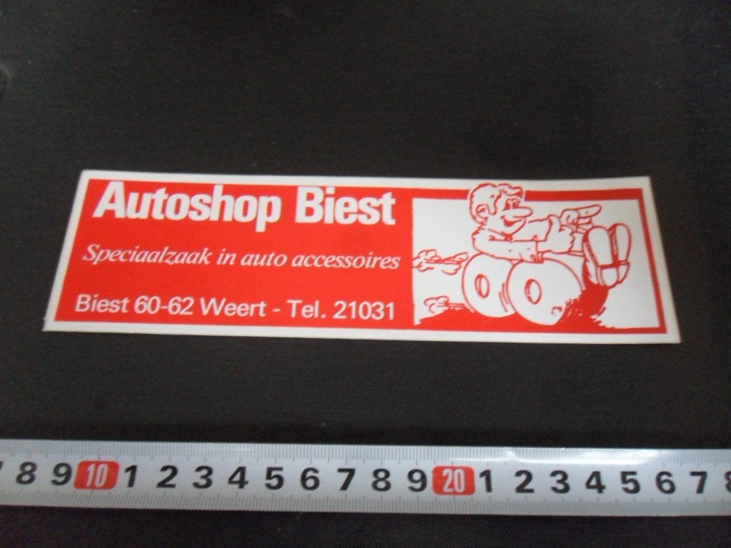 sticker Weert Autoshop BIEST  speciaalzaak in auto accessoi*, Ophalen of Verzenden, Zo goed als nieuw