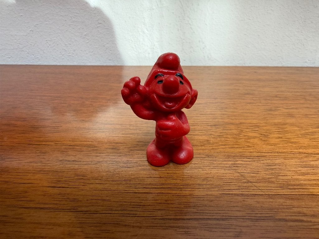 Lachende Smurf – roodkleurig, Verzamelen, Smurfen, Ophalen of Verzenden, Gebruikt, Overige Smurfen, Poppetje, Figuurtje of Knuffel