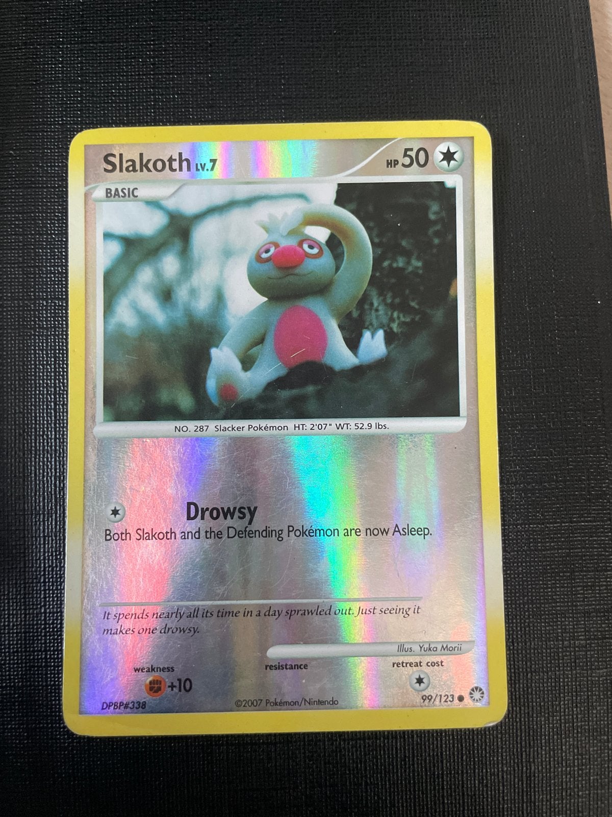 Slakoth LV.7 Pokémon Kaart 99/123 Drowsy Foil, Ophalen of Verzenden, Gebruikt, Losse kaart, Foil
