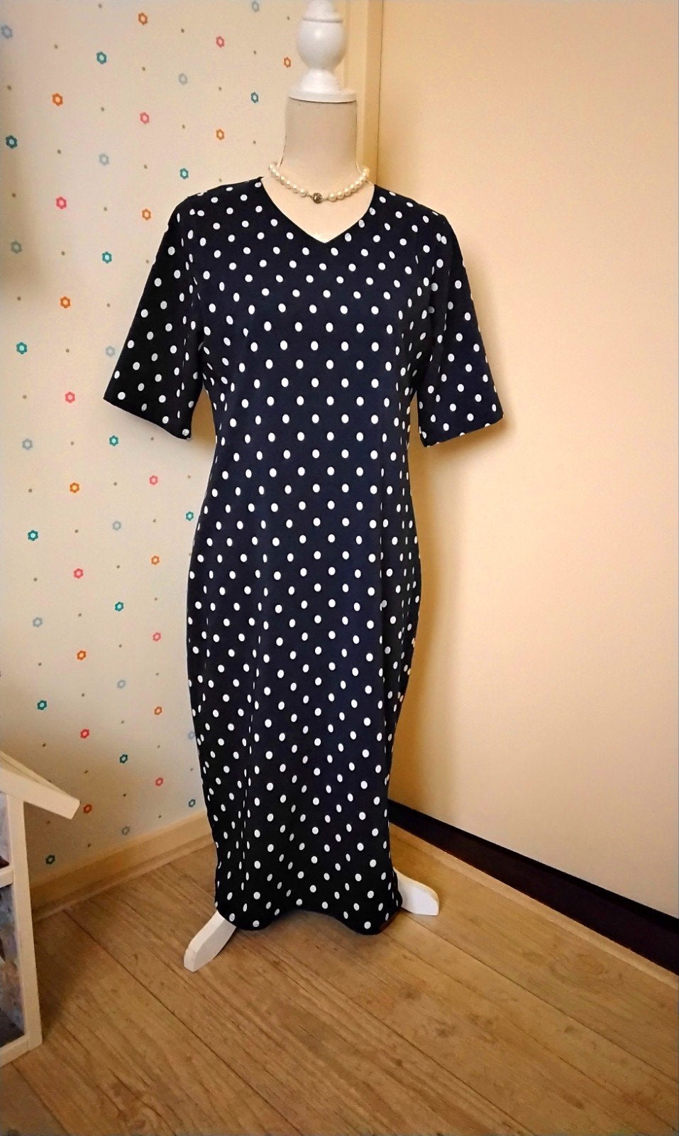 Provence,  blauw met witte stippen jurk,  maat 40., Kleding | Dames, Maat 38/40 (M), Blauw, Ophalen of Verzenden, Zo goed als nieuw