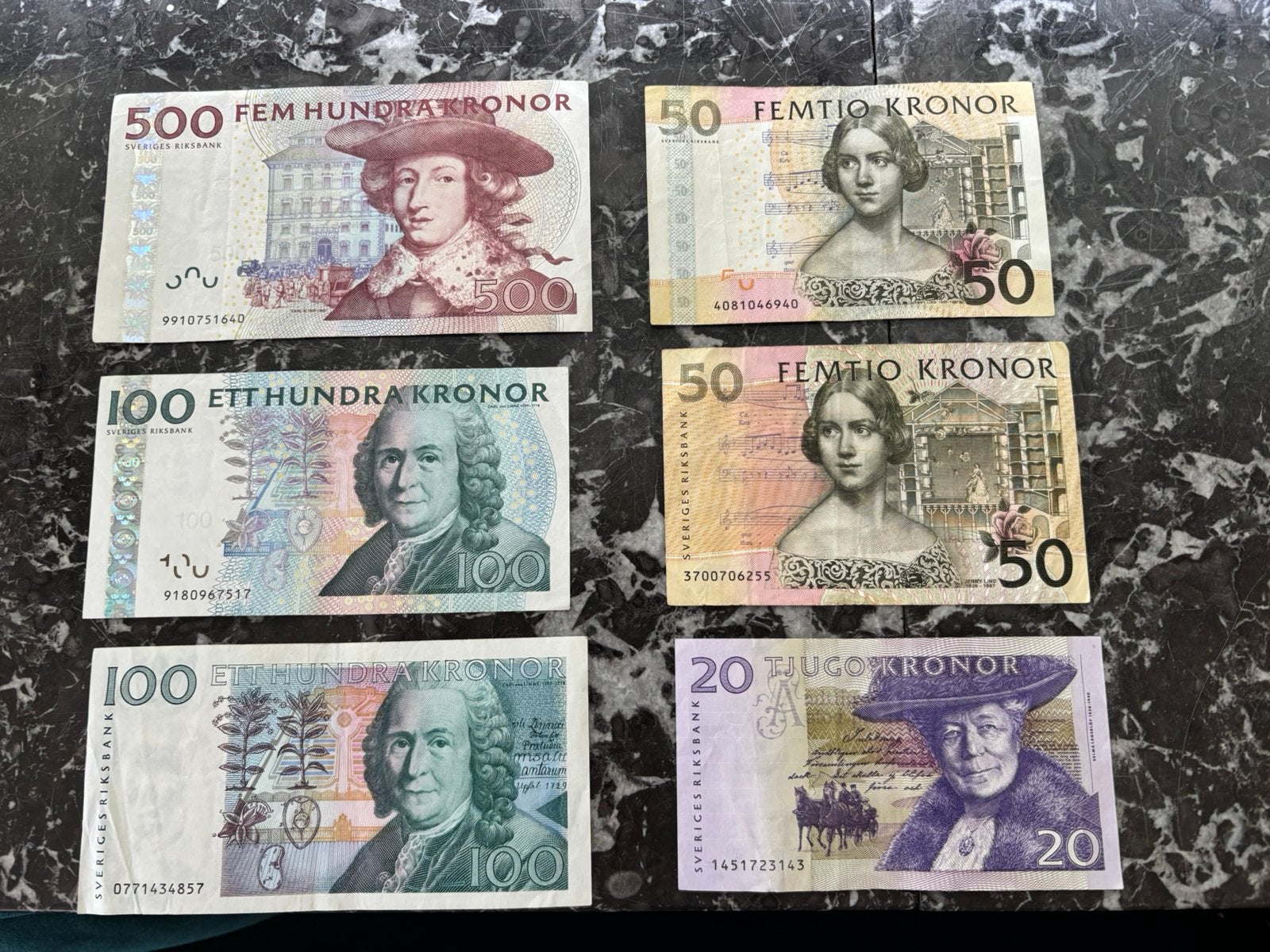 Zweden setje 500/100/100/50/50/20 Kronor Biljetten, Postzegels en Munten, Ophalen of Verzenden, Overige landen