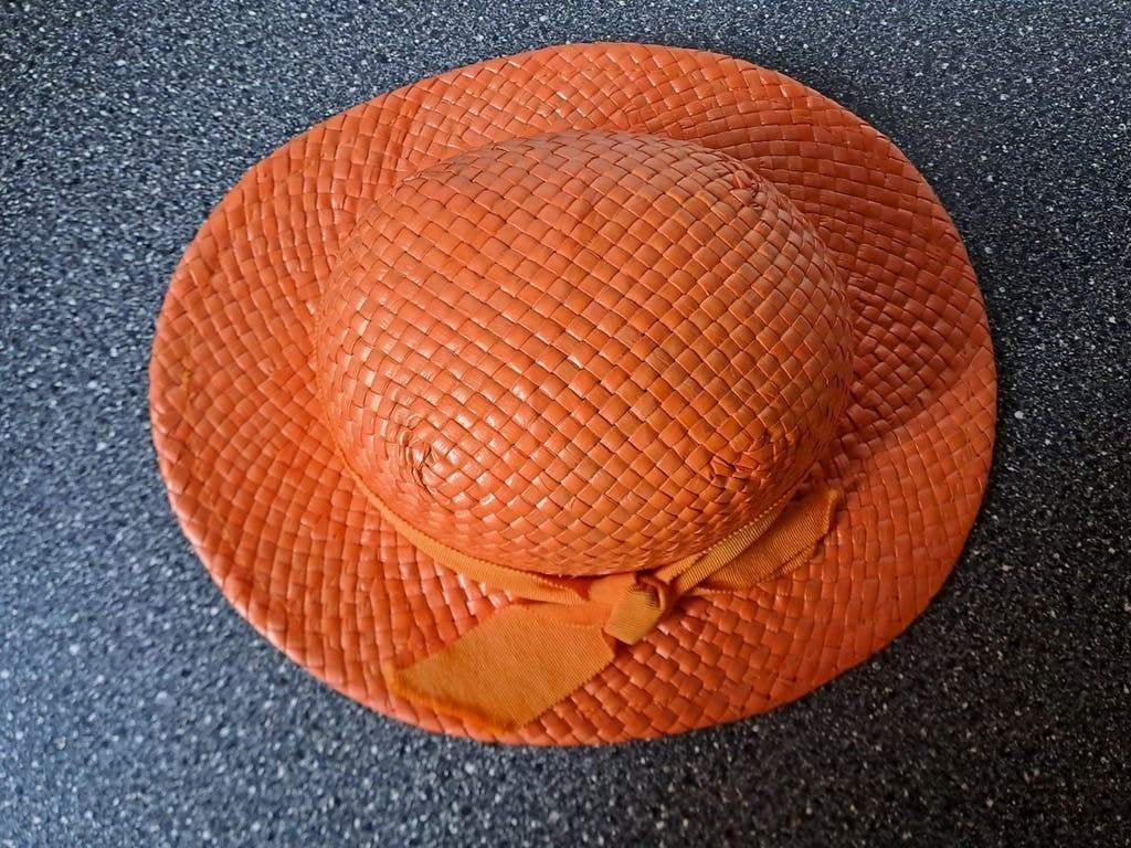 Oranje Strooien Hoed met Lint - Zomerse Elegantie, Onbekend, Zo goed als nieuw, Onbekend, La Mouche