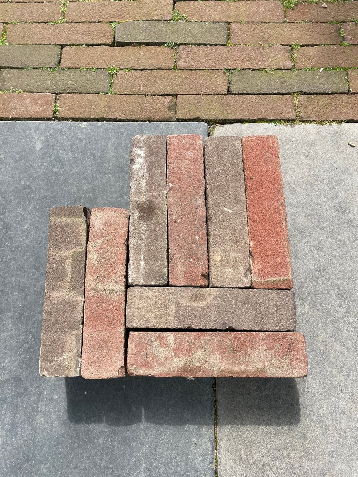 Betonklinkers rood/grijs gratis 21-5-9, Ophalen, Gebruikt, Overige materialen