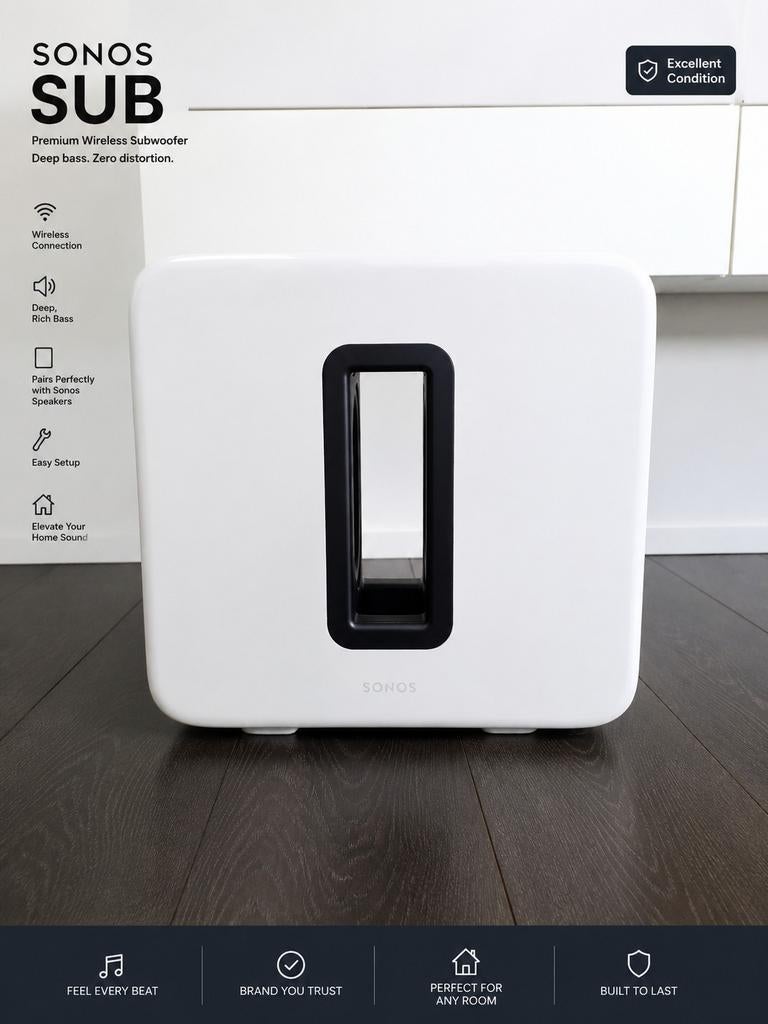 Sonos Sub Draadloze Subwoofer Wit - Uitstekende Staat