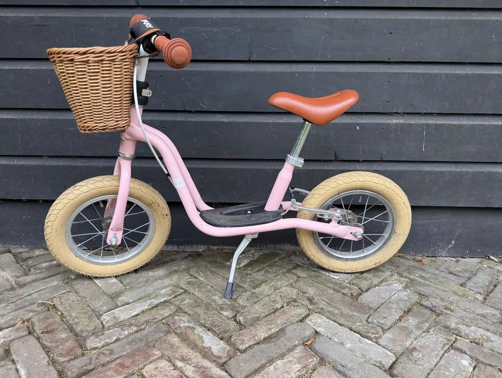 Puky XL Classic loopfiets retro roze 12 inch mandje handrem, Ophalen of Verzenden, Zo goed als nieuw, Loopfiets