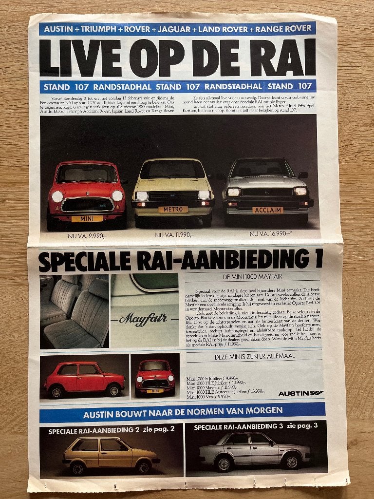 Autofolder/Brochure Austin, Triumph etc.1983, Ophalen of Verzenden, Zo goed als nieuw, Overige merken