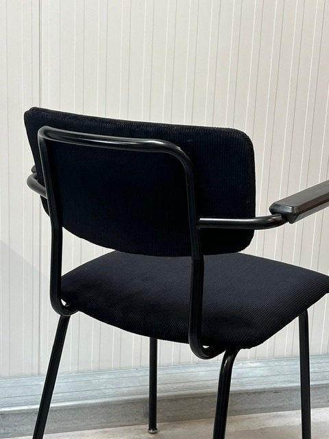 Gispen 1235 eettafelstoel vintage design eetkamerstoel grijs, Huis en Inrichting, Metaal, Gebruikt, ., Zwart