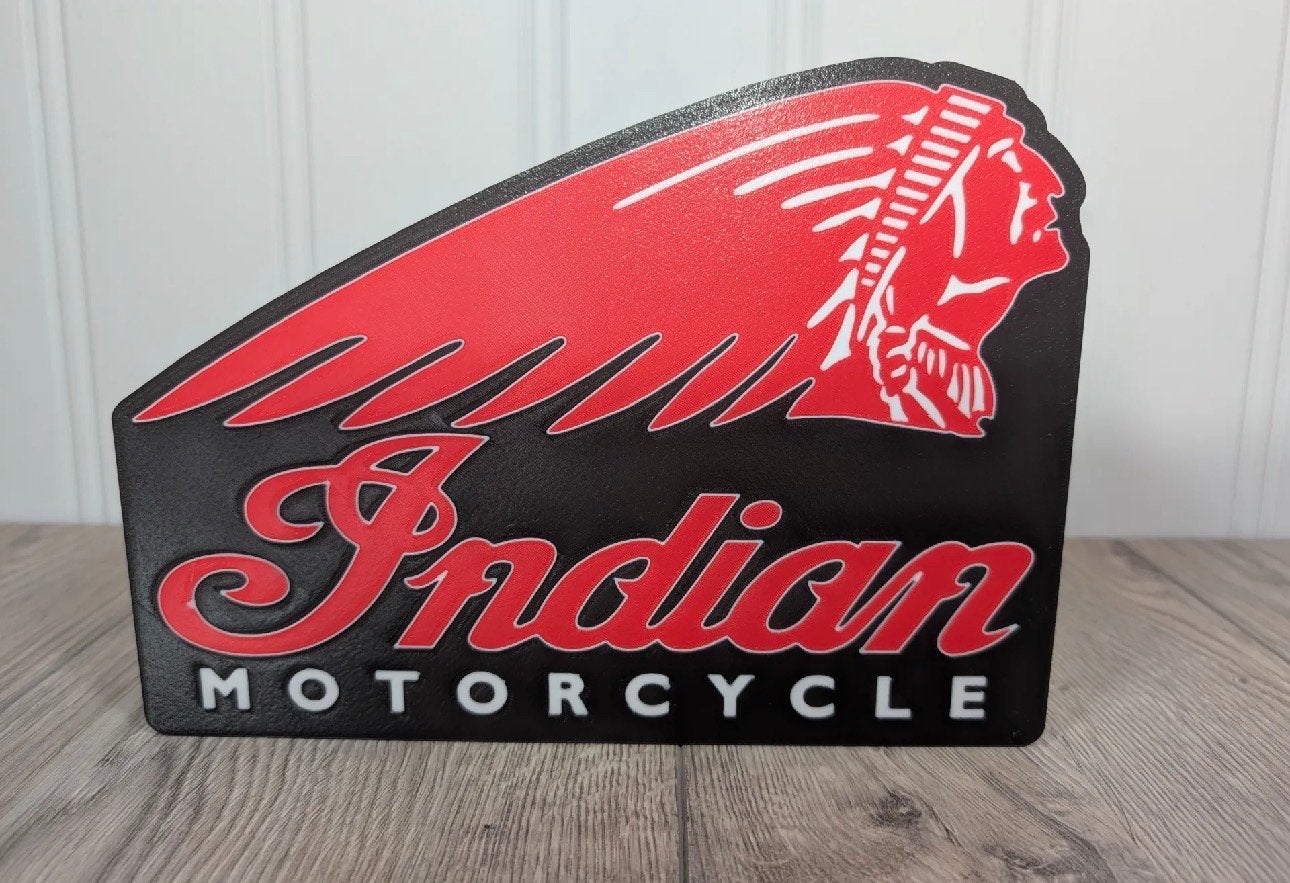 Indian Motorcycle led logo bord - 25x18 cm, Verzenden, Nieuw