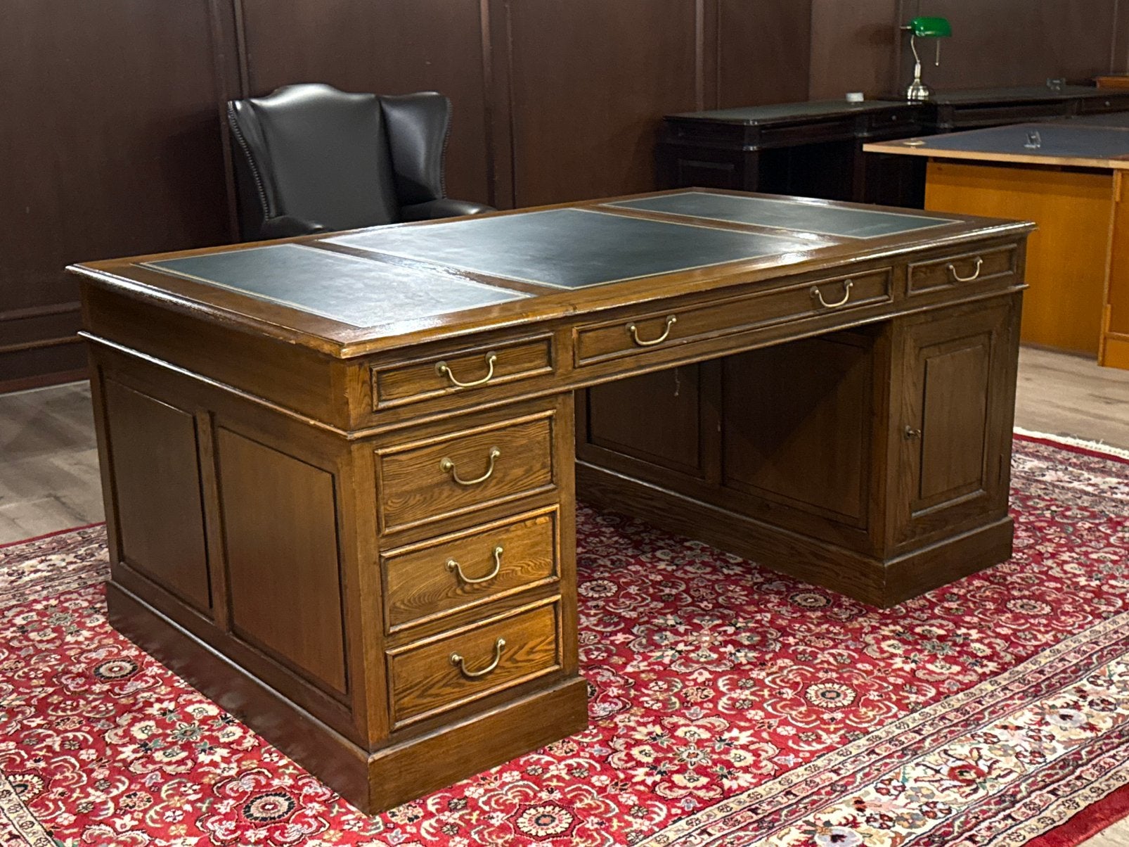 Klassiek Engels bureau (partnerdesk) #683, Overige typen, Hout, 180 cm, Bruin