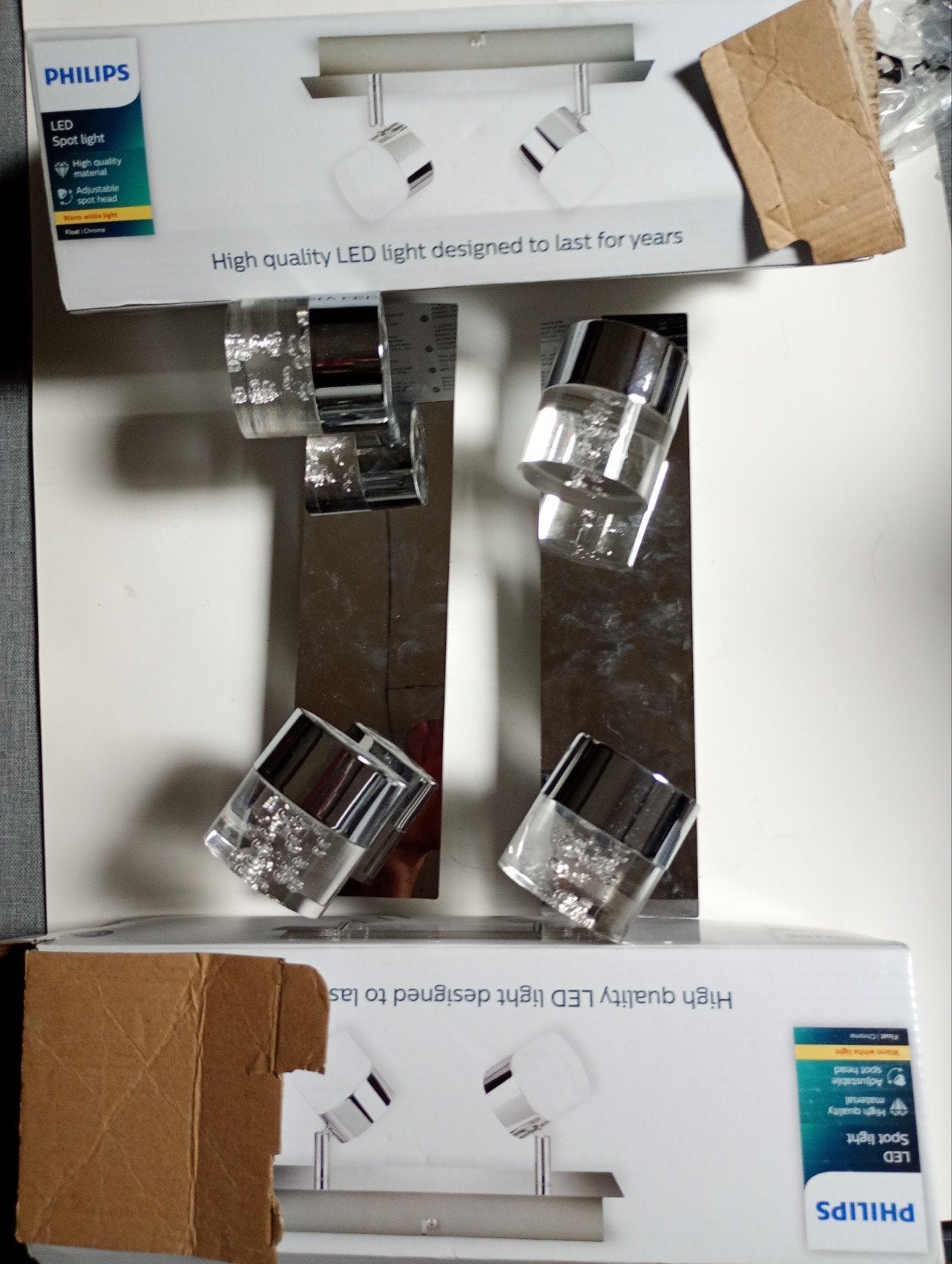 Philips LED Spot | Float | Chroom | 2 spots | 800 lumen, Geschikt voor plafondmontage, Ophalen of Verzenden, Zo goed als nieuw