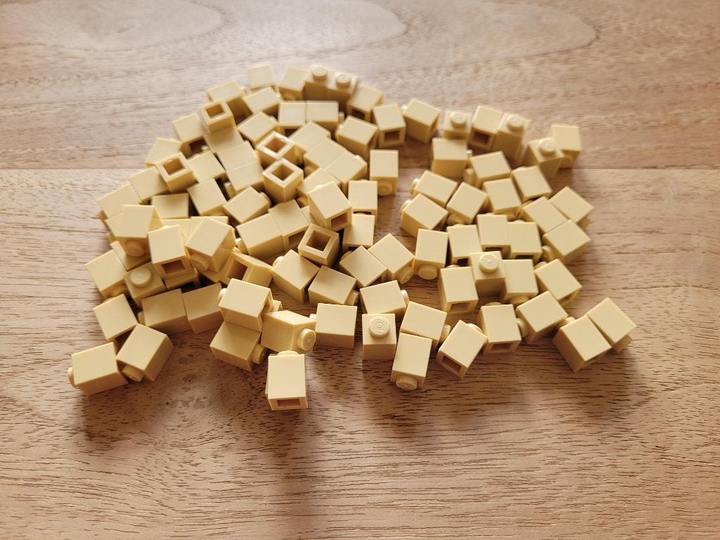 Partij J579=100x Nieuwe Lego stenen 1x1 Tan, Lego, Lego, Lego, Nieuw