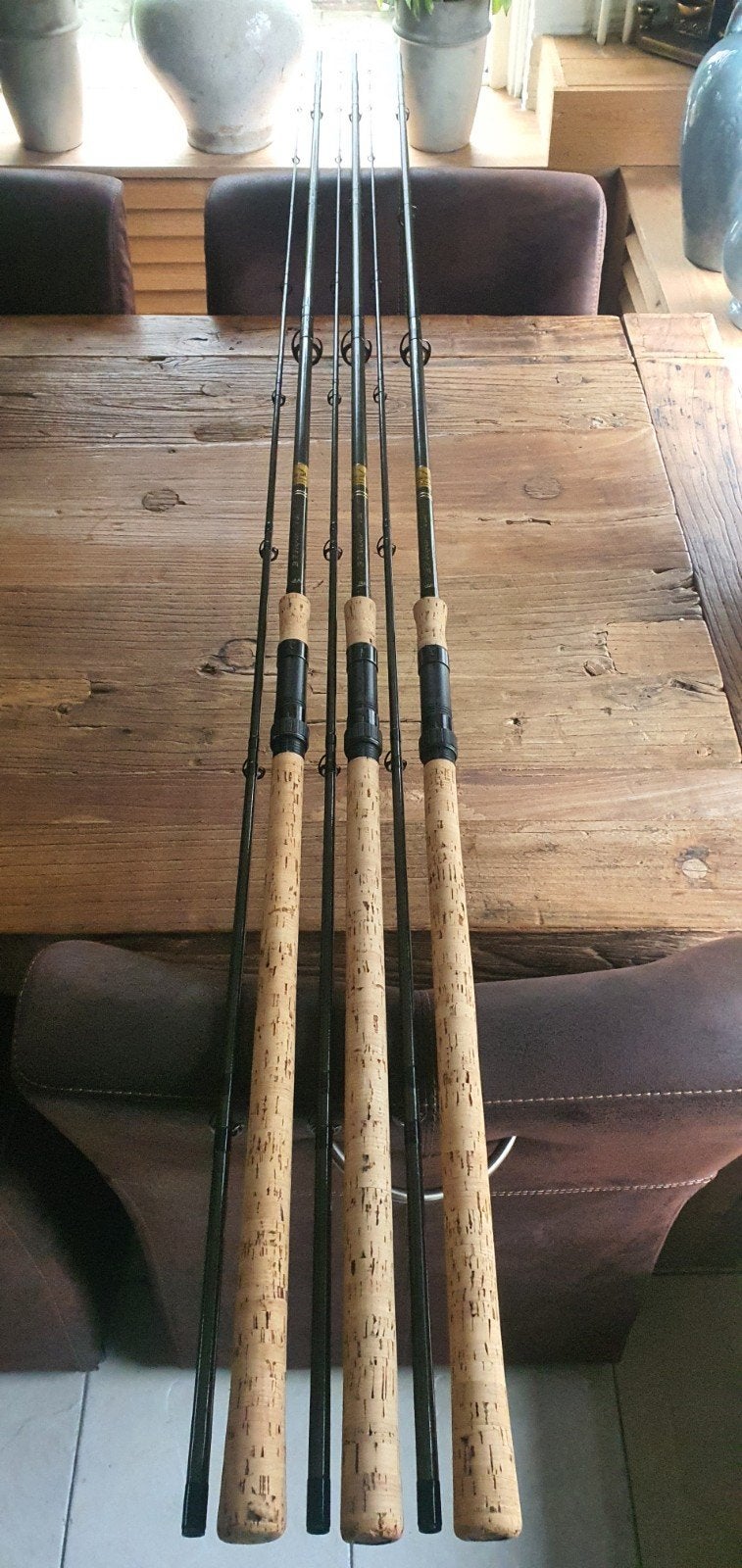 3 x ben pont karperhengels 13ft 2lbs  kevlar, Ophalen, Zo goed als nieuw, Werphengel