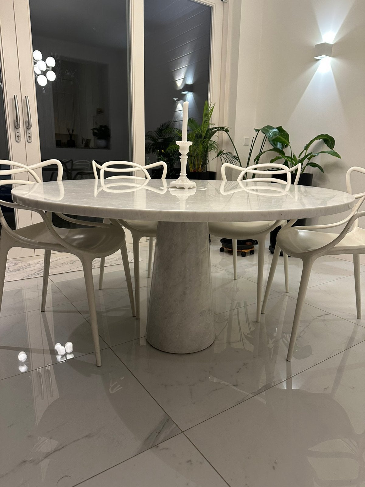 Table Angelo Mangiarotti carrara marmer, Ophalen, Gebruikt