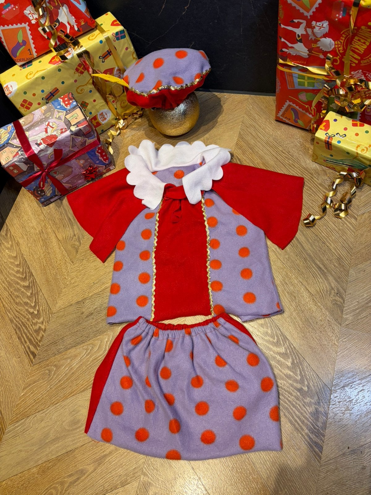 Pietenpak rokje roze paars maat 116 set sinterklaas, Kinderen en Baby's, Carnavalskleding en Verkleedspullen, Ophalen of Verzenden