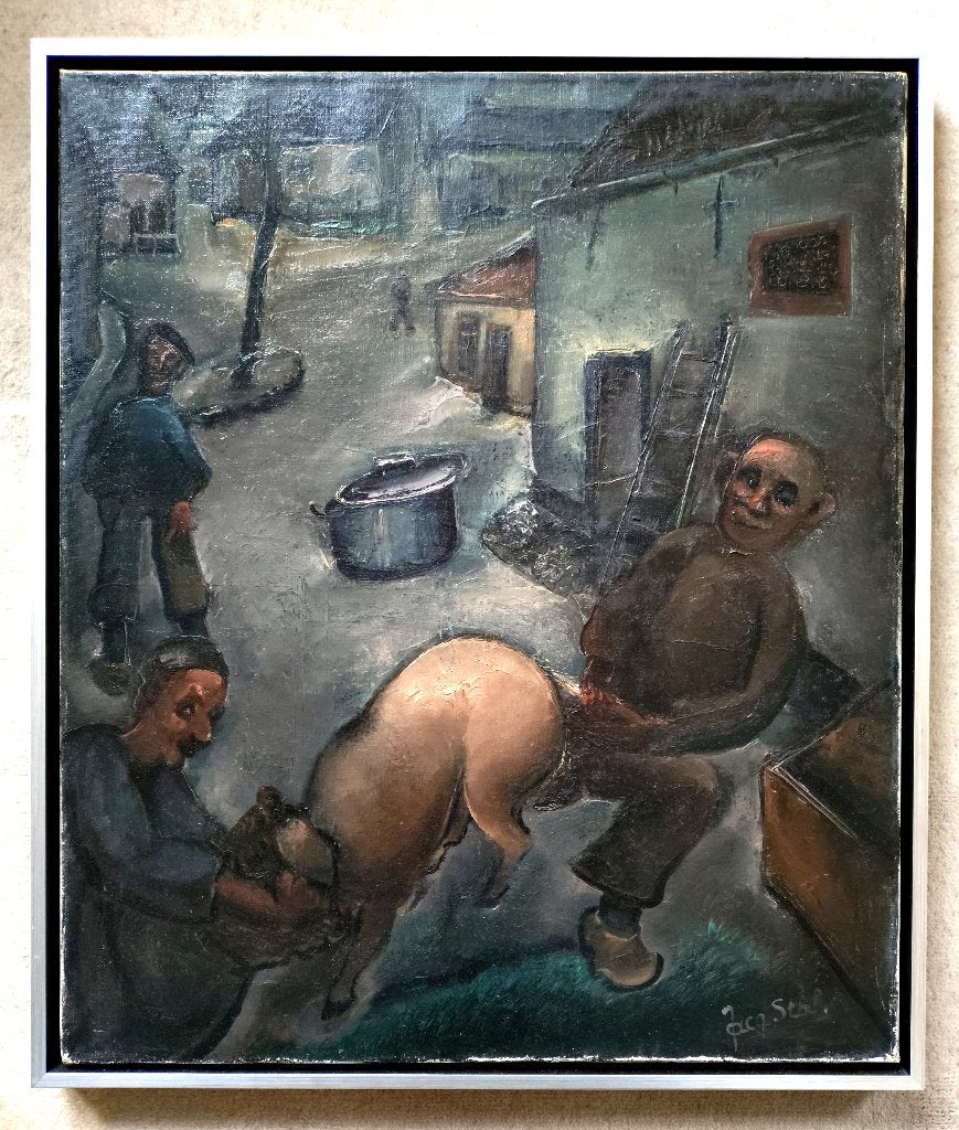 = het weerbarstige varken == c a 1940 == GESIGNEERD =, Ophalen of Verzenden