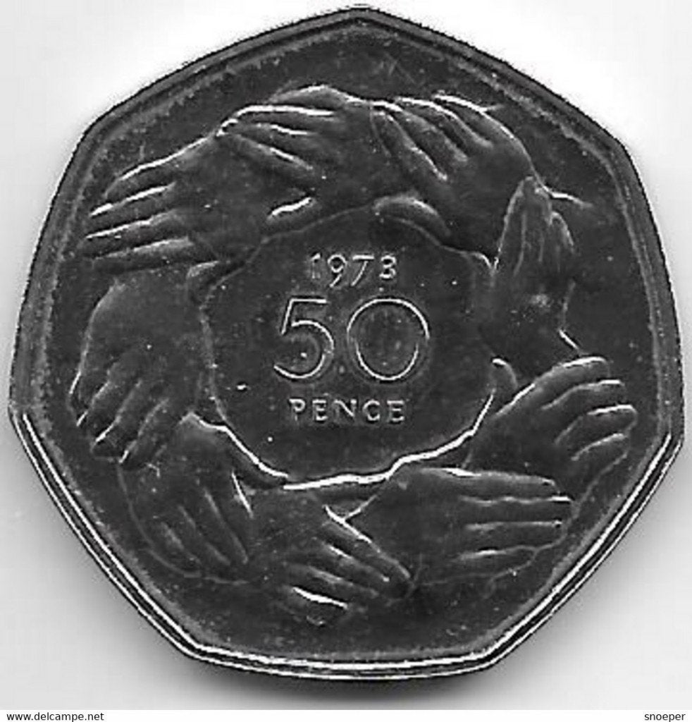 great britain 50 pence 1973 km 918 bu, Ophalen of Verzenden, Overige landen, Losse munt