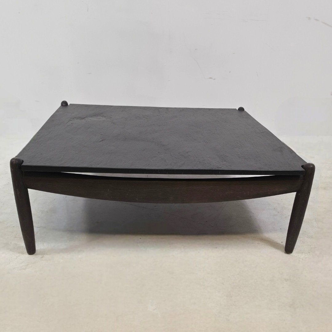 Carl Straub brutalist salontafel 60s leisteen mid century, Huis en Inrichting, Tafels | Salontafels, Ophalen, Gebruikt, 100 tot 150 cm