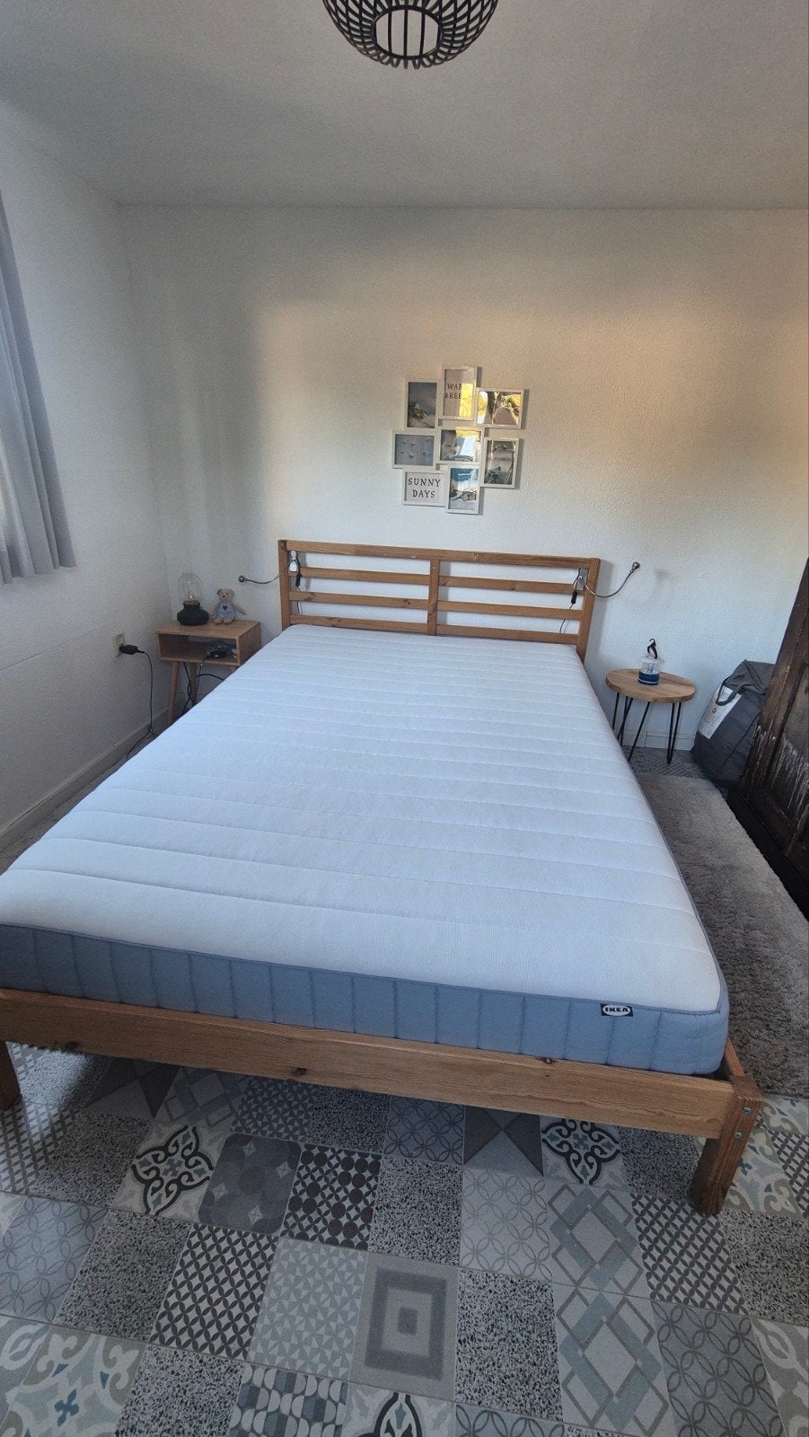 Complete IKEA Tarva bedset (140x200) + Cloudpillo topper, Huis en Inrichting, Slaapkamer | Bedden, Ophalen, Wit, Tweepersoons