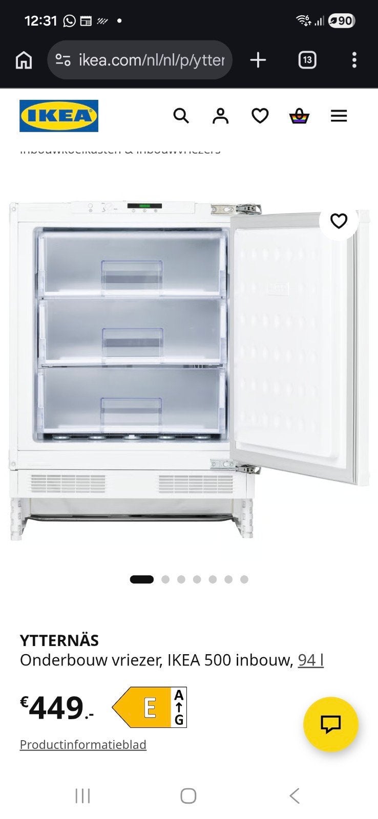 nieuwe tafelmodel vriezer 3 laden, Minder dan 85 cm, Nieuw, Minder dan 60 cm, Energieklasse A of zuiniger