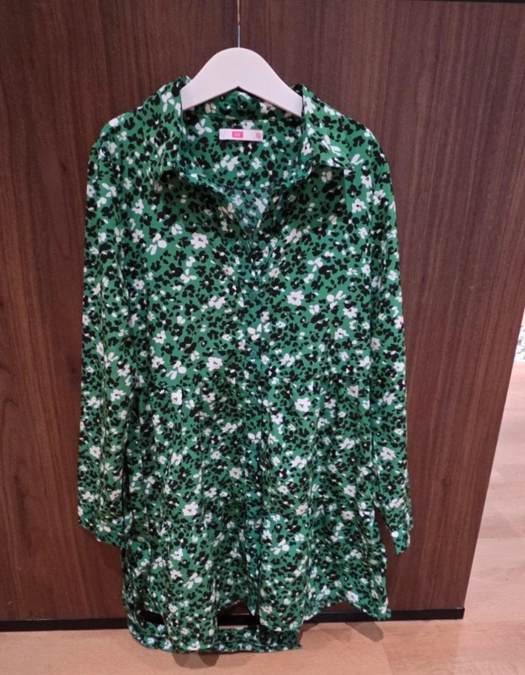 WE Fashion groene jurk met bloemenprint, maat 134/140, Meisje, Ophalen of Verzenden, Zo goed als nieuw, Jurk of Rok