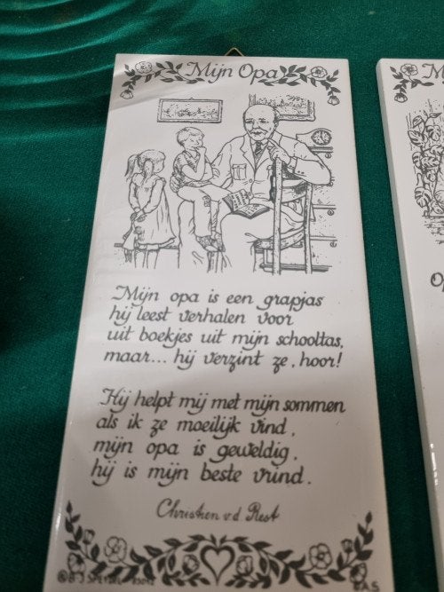 spreuktegels opa oma ouders 3 stuks, Ophalen of Verzenden, 'T Olde Gre-j, Info@toldegrej.nl, Endepoelstraat 20f Didam