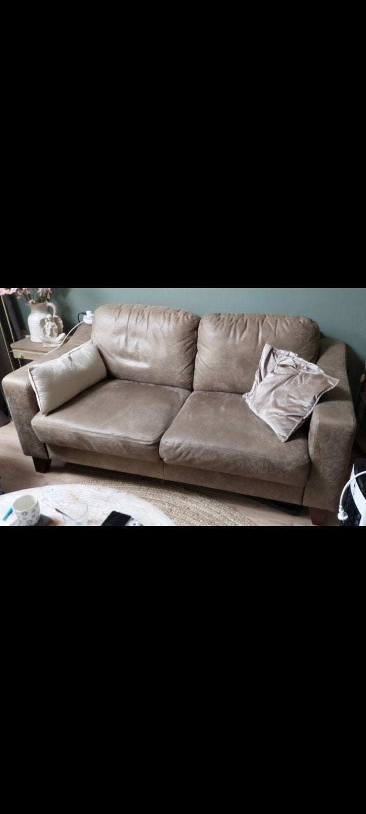 Tweezitsbank kleur taupe, breedte 170cm, diepte 87 cm en ho, Huis en Inrichting, Banken | Bankstellen, Ophalen, Gebruikt, 150 tot 200 cm