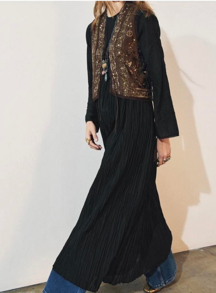 Zara Limited Edition Maxi Jurk Nieuw Zara jurk broderie l m, Zwart, Maat 42/44 (L), Nieuw, Ophalen of Verzenden