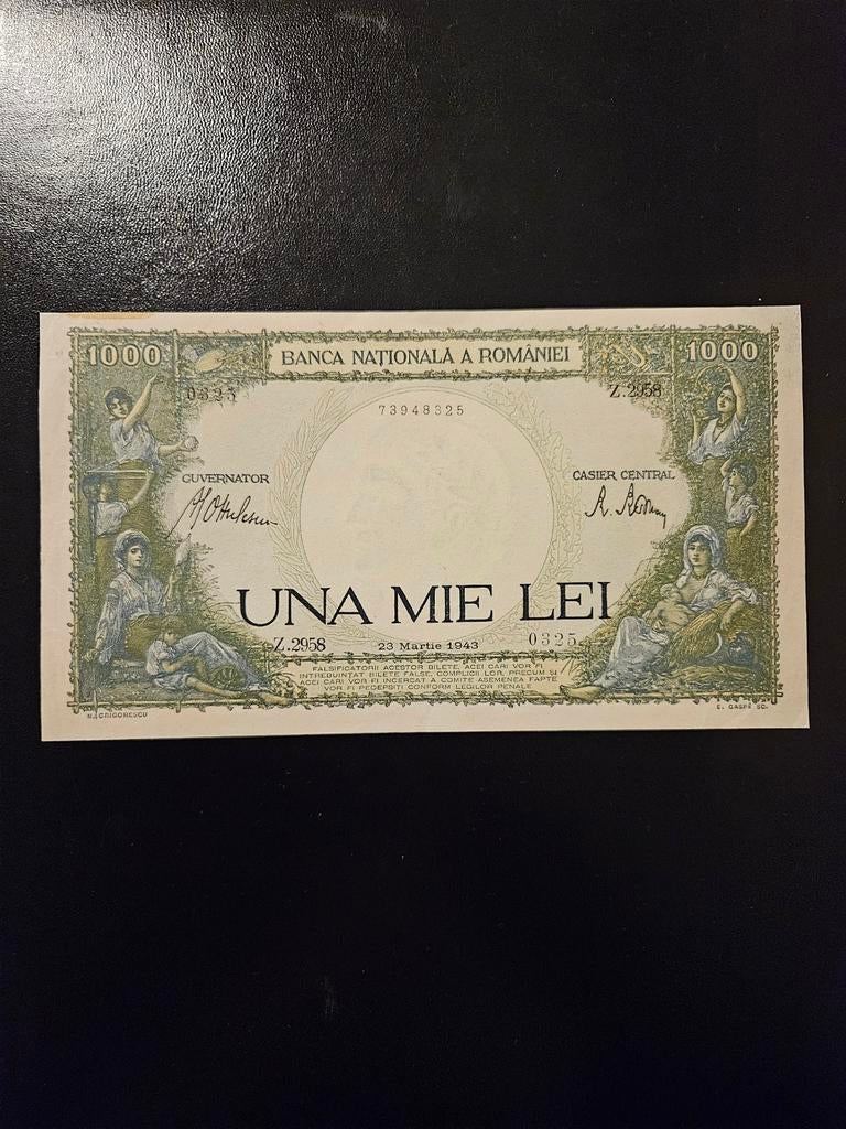 1 lei Roemenië 1943 jaar unike, Ophalen of Verzenden, Zuidoost-Azië, Los biljet