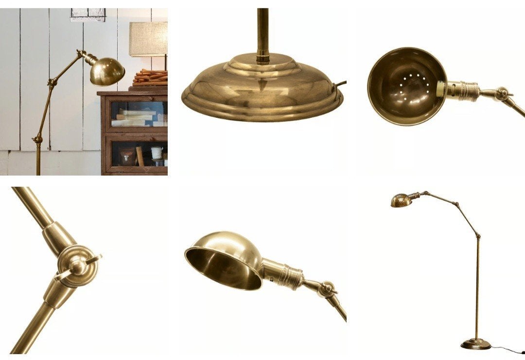 Messing verstelvare staande lamp, Huis en Inrichting, Lampen | Vloerlampen, Ophalen, Zo goed als nieuw, 150 tot 200 cm