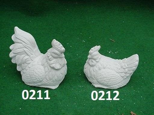Haan en een kip.  nr 0211 & 0212., Ophalen, Nieuw, Beton, Dierenbeeld