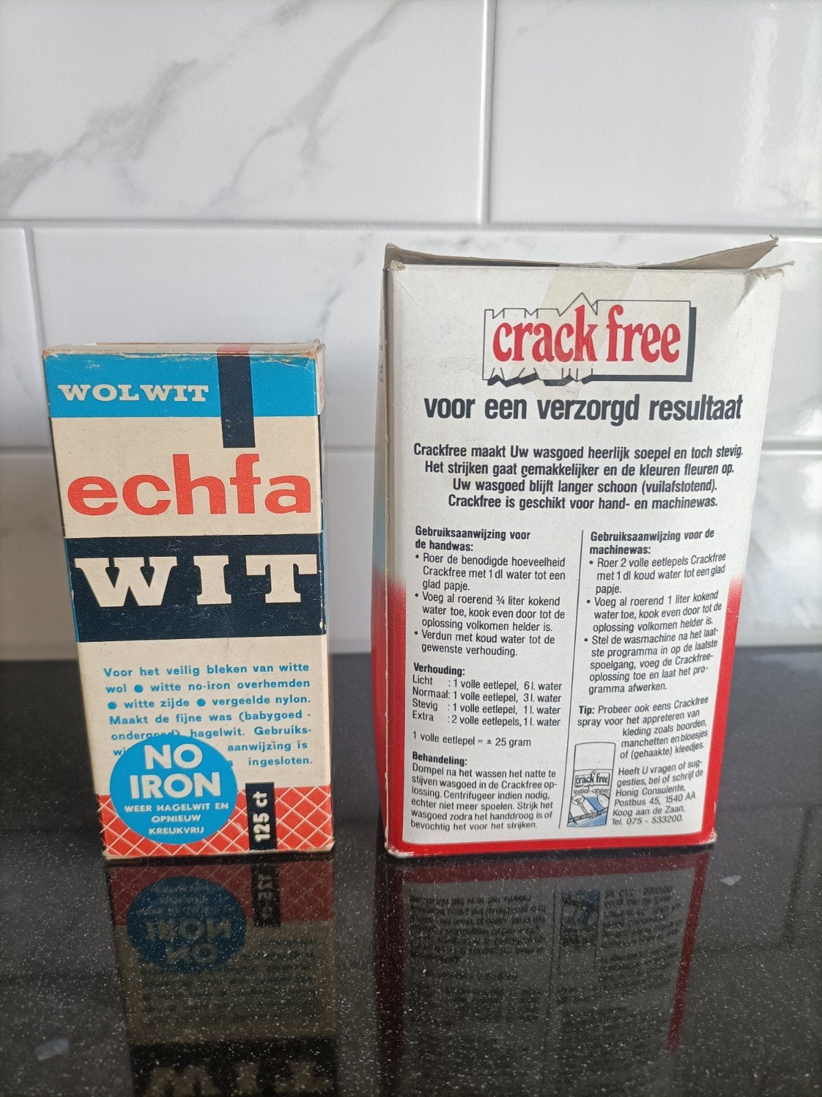 Vintage Wolwit Echfa Wit & Crack Free Textiel-Appret, Ophalen