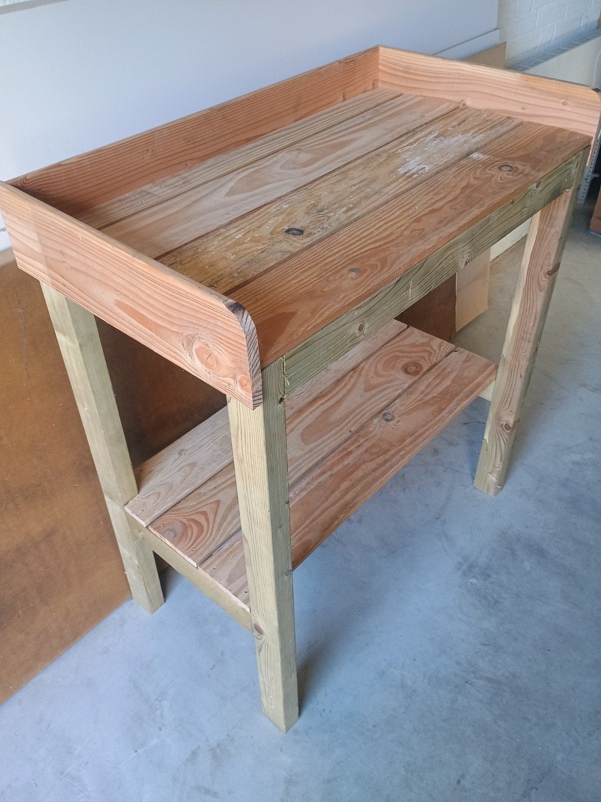 Stevige houten oppottafel / werkbank, Tuin en Terras, Ophalen, Zo goed als nieuw, Rechthoekig, Hout