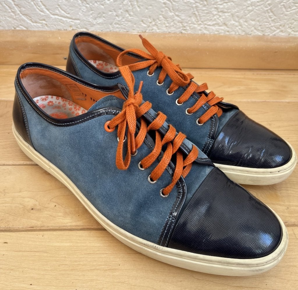 Shoe d'Orange sneakers maat 44 blauwtinten oranje leer suède, Overige kleuren, Verzenden, Shoe d'Orange, Sneakers of Gympen