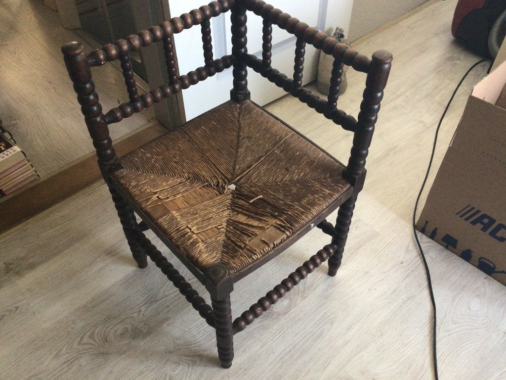 Hoekstoel, Ophalen, Gebruikt, Bruin, Hout