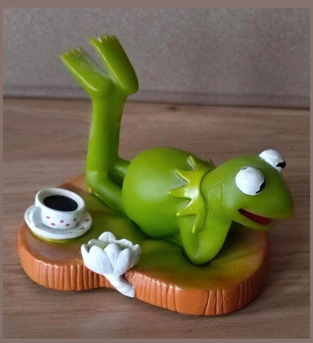 Vintage Kermit de Kikker met koffie en bloem, Verzamelen, Verzenden, Zo goed als nieuw