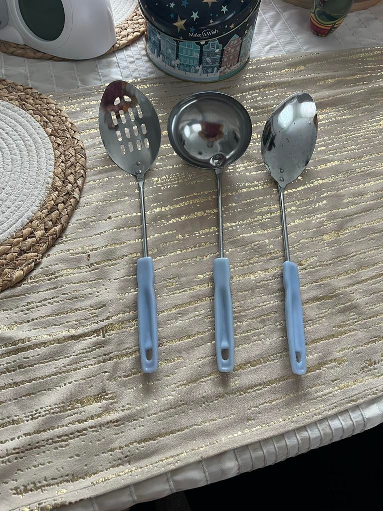 Keukengerei set: opscheplepel, schuimspaan, lepel, Ophalen of Verzenden, Zo goed als nieuw