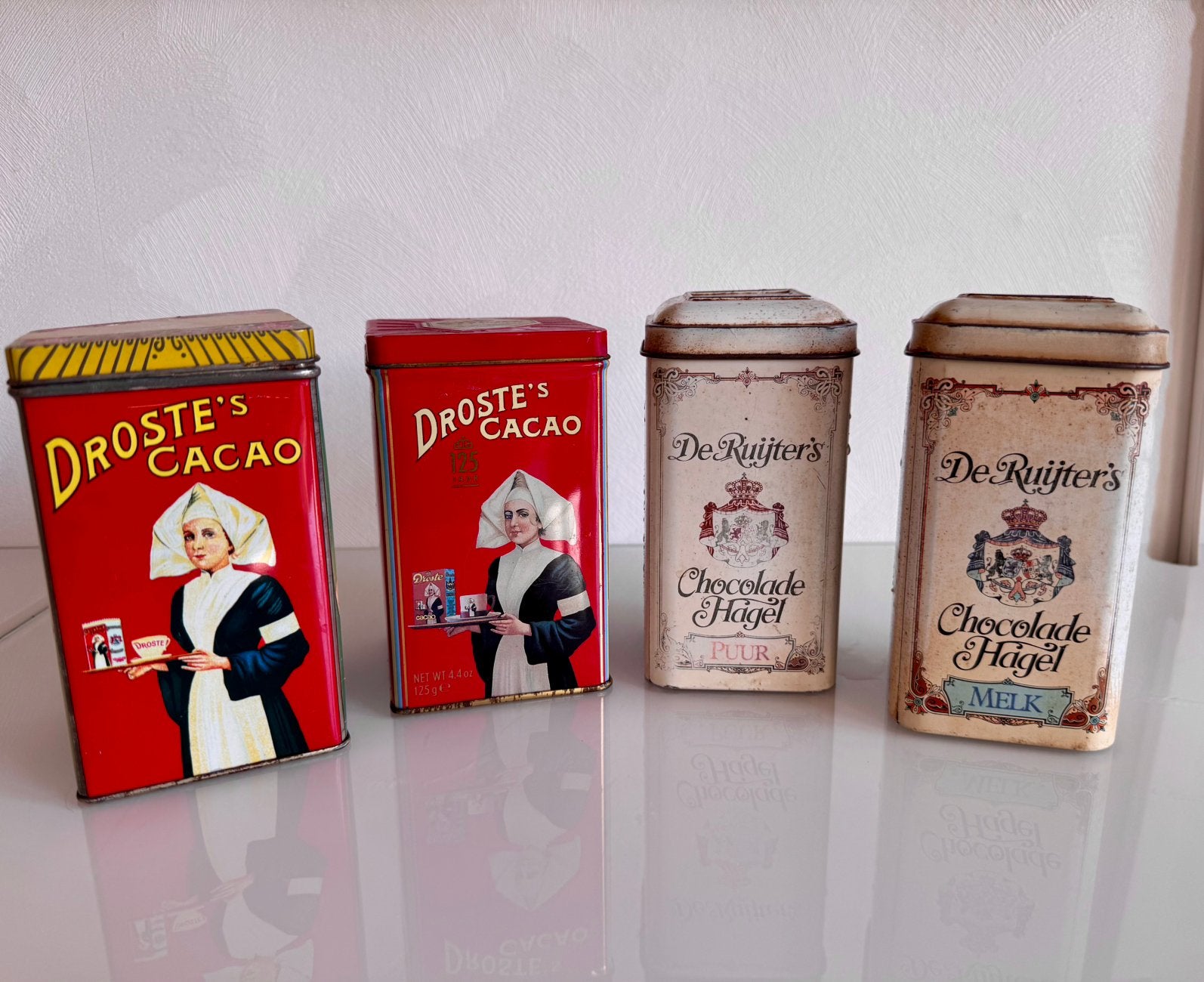 4 Vintage Blikken Droste & De Ruijter INCL DE Waardepunten, Verzamelen, Verzenden, Zo goed als nieuw, Overige, Droste