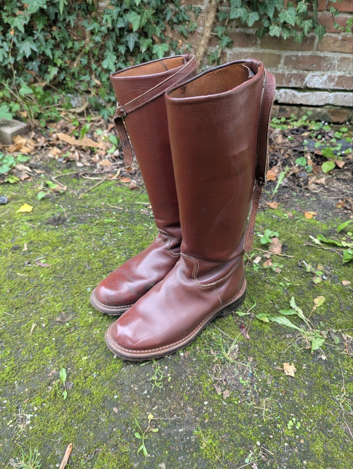 Authentieke vintage bruin leren paardrijlaarzen Maat 42, Ophalen, Dressuur