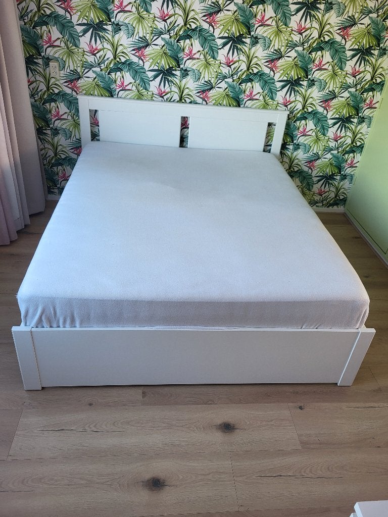 Bed, Ophalen, Gebruikt, Wit, Tweepersoons